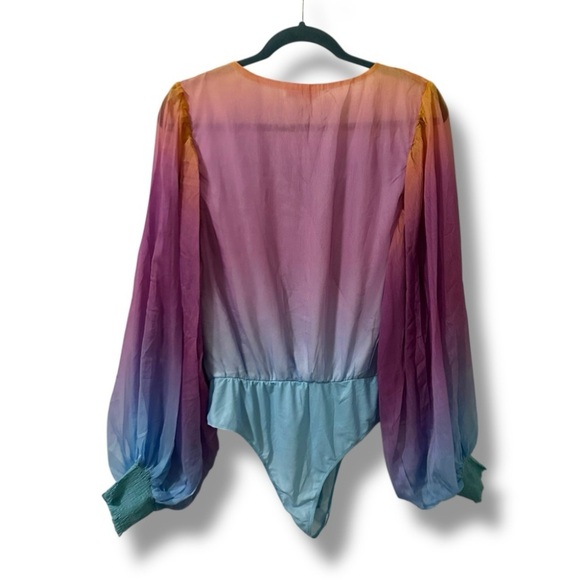 Flying Tomato Pastel Rainbow Long Sleeve V-Neck Bodysuit Women’s Size Large - Picture 3 of 15